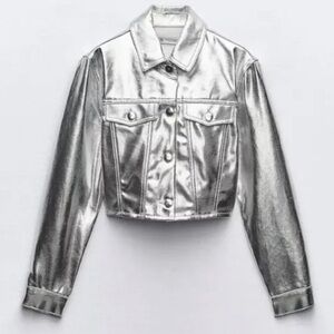 Zara Metallic silver jacket - like new S size